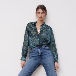 Zara blue printed top
